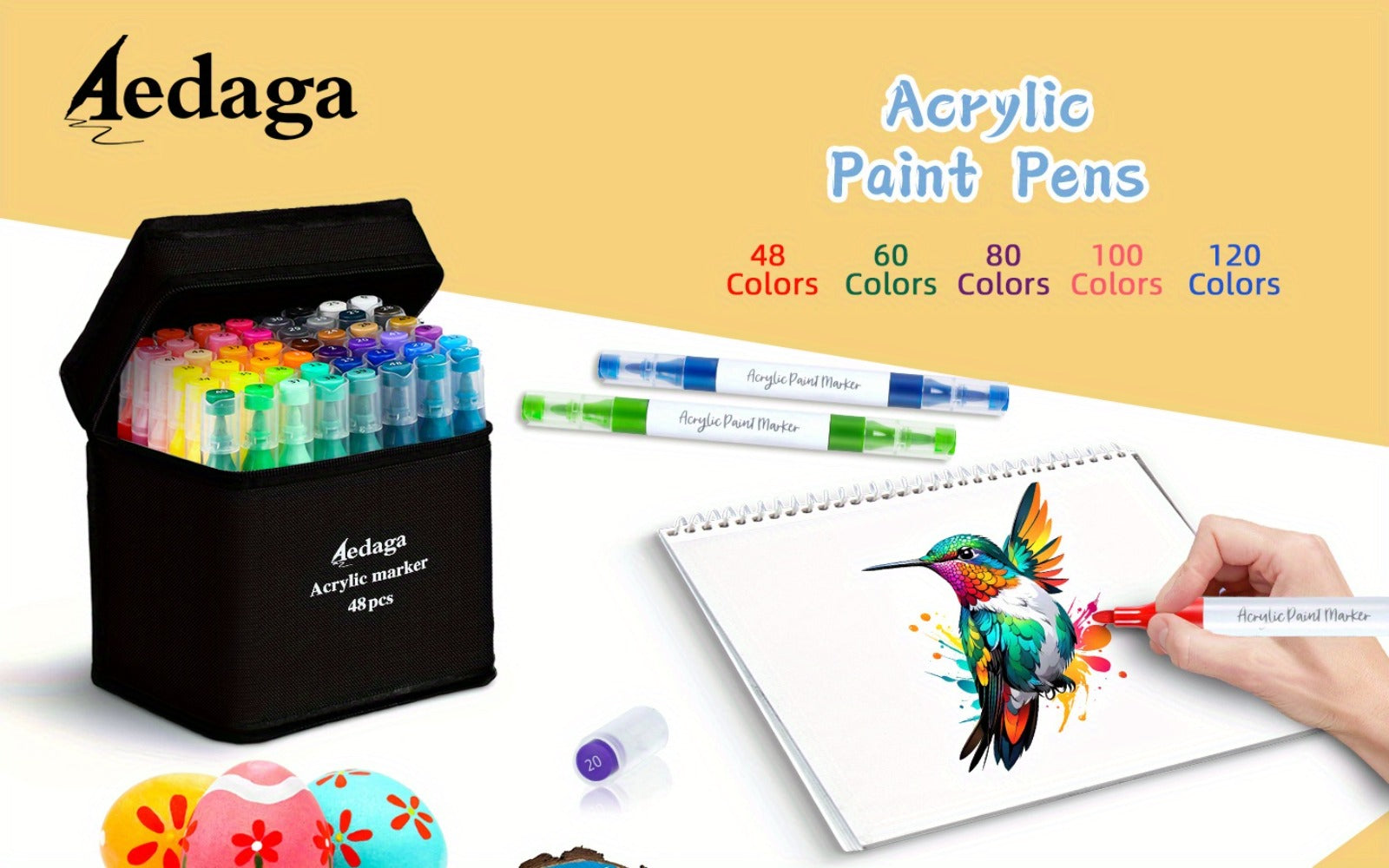 Rotuladores de pintura acrílica - Rotuladores de arte de punta fina y ancha, tinta anti-envejecimiento, adecuados para pintar rocas, madera, lienzo, metal y proyectos creativos, uso profesional para pintar y arte