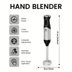 SUPERLEX Licuadora de Mano 600W - Batidor de Acero Inoxidable de Grado Alimenticio, 2 Velocidades (Alimentos Suaves/Duros) para Cocina Hogareña/Catering/Pequeños Negocios de Alimentos | Prepara Sopas, Salsas, Purés