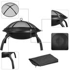 Costoffs Fogón de fuego con protector de chispas y gancho para olla, hoguera y cesta de fuego para exterior