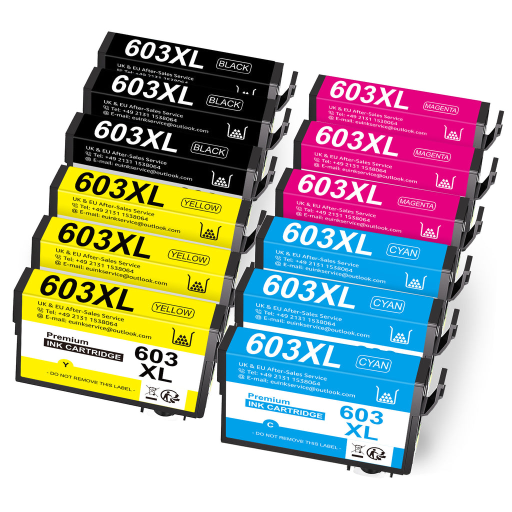 Cartuchos de Tinta Compatibles para Epson 603XL - Tanques de Tinta de Alto Rendimiento XL de Repuesto, Adecuados para Impresoras Epson Expression Home XP-2100/XP-2105/XP-3100/XP-3105/XP-4100/XP-4155 y Workforce WF-2810/WF-2830/WF-2835/WF-2850 (Marca Compa