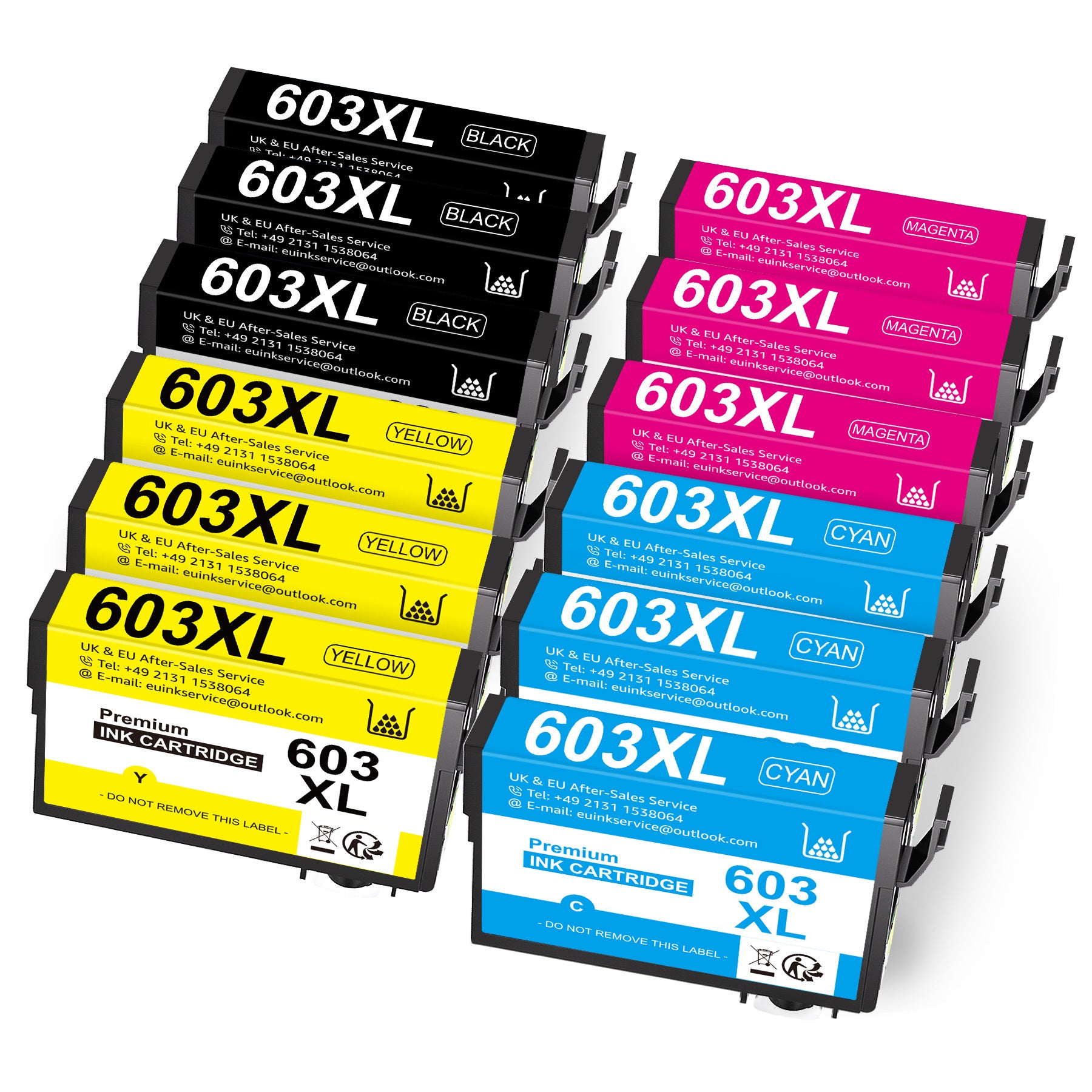 Cartuchos de Tinta Compatibles para Epson 603XL - Tanques de Tinta de Alto Rendimiento XL de Repuesto, Adecuados para Impresoras Epson Expression Home XP-2100/XP-2105/XP-3100/XP-3105/XP-4100/XP-4155 y Workforce WF-2810/WF-2830/WF-2835/WF-2850 (Marca Compa