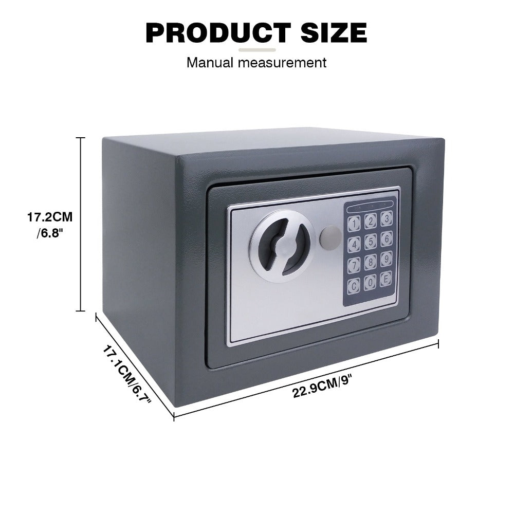 Caja Fuerte Electrónica Digital de Seguridad con Cerradura de Contraseña y Llave, Caja de Depósito de Dinero en Efectivo, Acero Resistente con 2 Llaves para Oficina, Hogar, Hotel, Montaje en Pared o Suelo