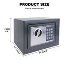 Caja Fuerte Electrónica Digital de Seguridad con Cerradura de Contraseña y Llave, Caja de Depósito de Dinero en Efectivo, Acero Resistente con 2 Llaves para Oficina, Hogar, Hotel, Montaje en Pared o Suelo