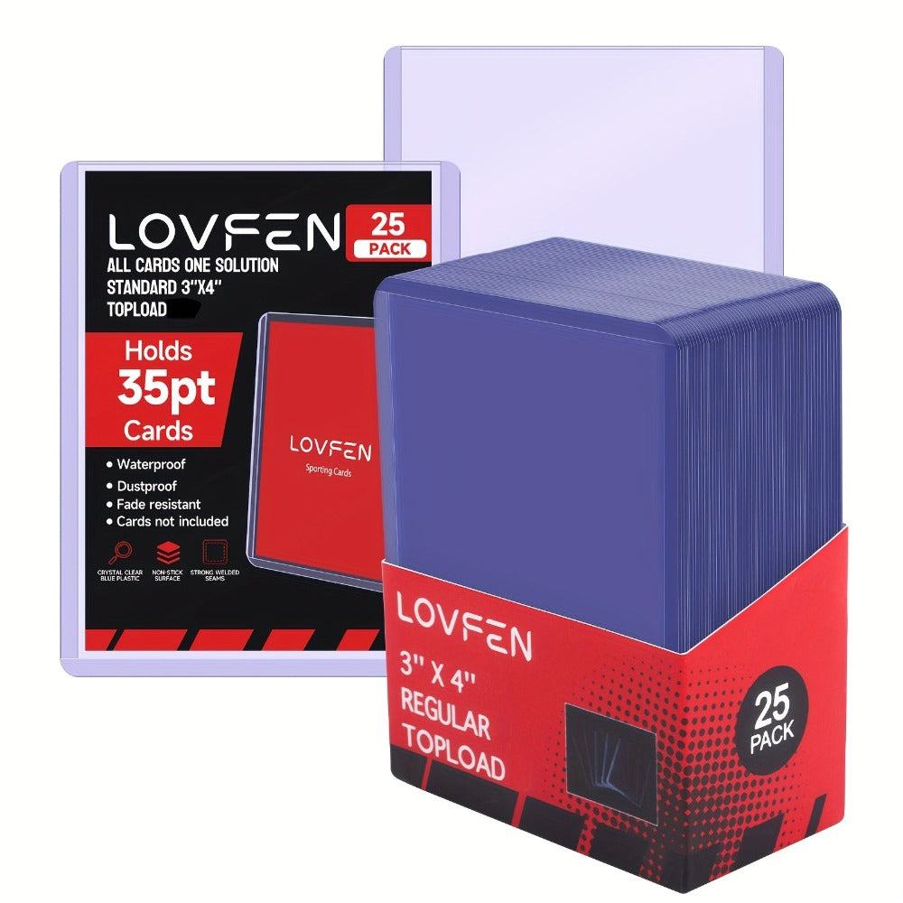 LOVFEN - Fundas de Carga Superior para Tarjetas de 35 puntos - 1000 Unidades (Paquete de 40x25) - Tamaño Regular 7.62x10.16 cm - Protege tus Tarjetas de Béisbol y Deportes con Estas Fundas Protectoras de Plástico Duro Transparente