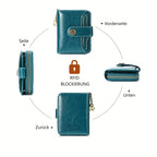 Billetera para mujer, protección RFID, billetera pequeña, multi-compartimento, bolso, monedero para mujer, billetera de cuero para mujer