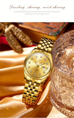 OLEVS Reloj de Mujer Clásico de Negocios, Relojes Analógicos de Cuarzo para Mujer, Relojes Elegantes de Lujo de Acero Inoxidable con Diamantes de Rhein, Relojes Luminosos para Mujer con Calendario y Fecha para Damas, Regalos Románticos, Reloj de Pulsera p