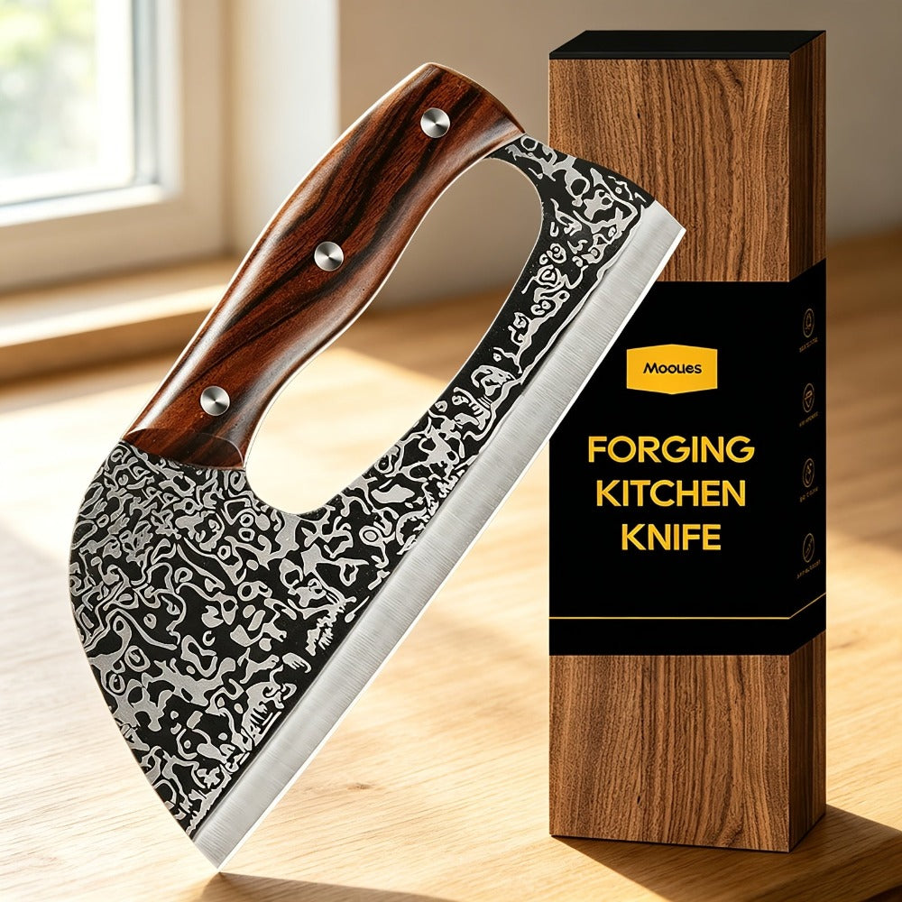 MOOUES Cuchillo de Corte de Carne de Acero Inoxidable de Alto Carbono Forjado a Mano, Cuchillo de Cocina para el Hogar, Cuchillo Afilado de Chef para Cortar Carne, Fácil de Limpiar y Mantener, Accesorio de Cocina Práctico para Regalos de Fiestas