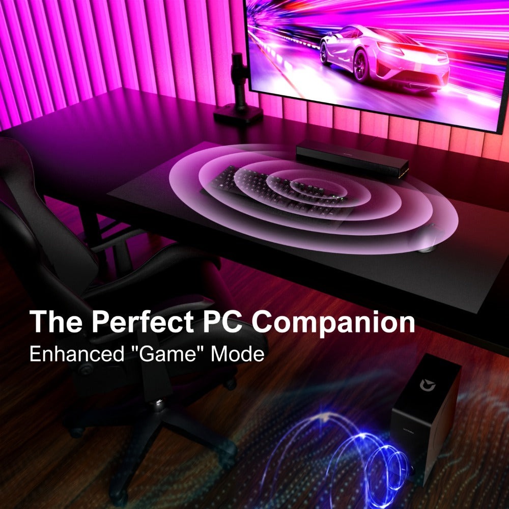 ULTIMEA Barra de sonido 2.1 canales para TV, Barra de sonido compacta para cine en casa con Bluetooth 5.3, Barra de sonido con subwoofer con cable, 160W de potencia máxima, Realce de graves, Incluye control remoto, Barra de sonido ultrafina Nova S40 (Reno