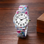 Reloj Elástico de Estilo Bohemio para Mujer: Un Reloj de Pulsera de Cuarzo con Diseño Floral, Banda Elástica de Acero Inoxidable y Esfera de Números Grandes, Perfecto Como Regalo de Cumpleaños o Navidad