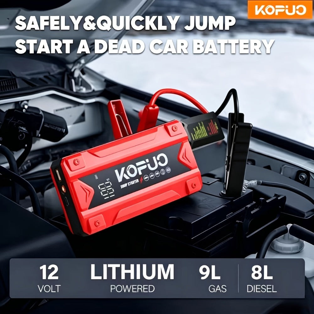 Arrancador de batería KOPUO 3000/5000A opcional 9000A, máquina todo en uno con bomba de aire de 150 PSI: arrancador de emergencia con función de iluminación, apto para coches de gasolina de 12V 10L y diésel de 8L - Accesorios y herramientas para coche - p
