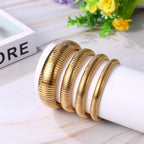 Jewelrywe Pulsera de Serpiente Flexible para Mujer: Brazalete Elástico de Acero Inoxidable de 10 mm de Ancho, Puntero de Serpiente Elástico para Mujer Y