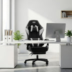 Silla de Juegos Furnishia con Reposapiés, Silla de Computadora Ajustable en Altura con Soporte Lumbar y Reposacabezas para Adultos, Silla de Oficina Giratoria 360 Grados para Oficina, Dormitorio, Estación de Trabajo Robusta
