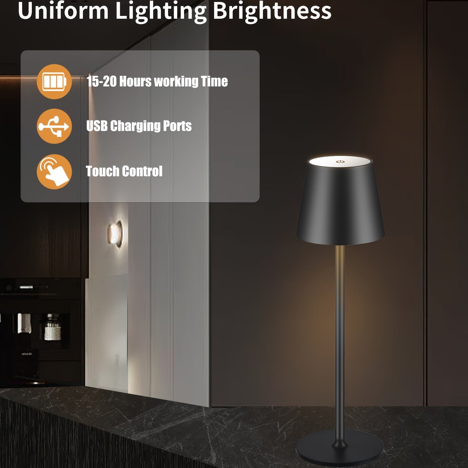 Lámpara de mesa para iluminación de dormitorio y escritorio | 2 L y 4000Mah y Recargable