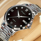 Reloj mecánico automático de negocios para hombre Dianpai, delgado de acero inoxidable con esfera luminosa y calendario, regalo ideal para hombres, sin batería