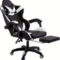 Silla de oficina ergonómica diseñada para gaming, con reposapiés, respaldo alto, giro ajustable y soporte lumbar, hecha de cuero PU en estilo racing para entusiastas de los E-Sports
