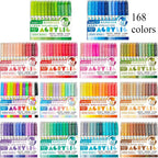 168 Colores de Bolígrafos de Gel Acrílico, Bolígrafos de Gel para Libros de Colorear, Papel , Vidrio, Tela, Creación de Tarjetas, Suministros para Arte y Manualidades, Bolígrafo de Pintura Acrílica 3D con Punta de Bala de 1.0 mm