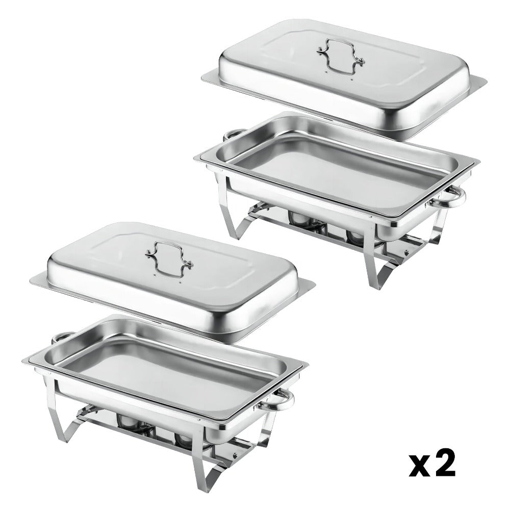 Juego de calentador de alimentos de acero inoxidable, plateado - Incluye tapa aislada, bandeja de agua, bandeja para alimentos, marco, rejilla de combustible - Adecuado para uso comercial y doméstico, utensilios de bufé con tapa cuadrada de acero inoxidab