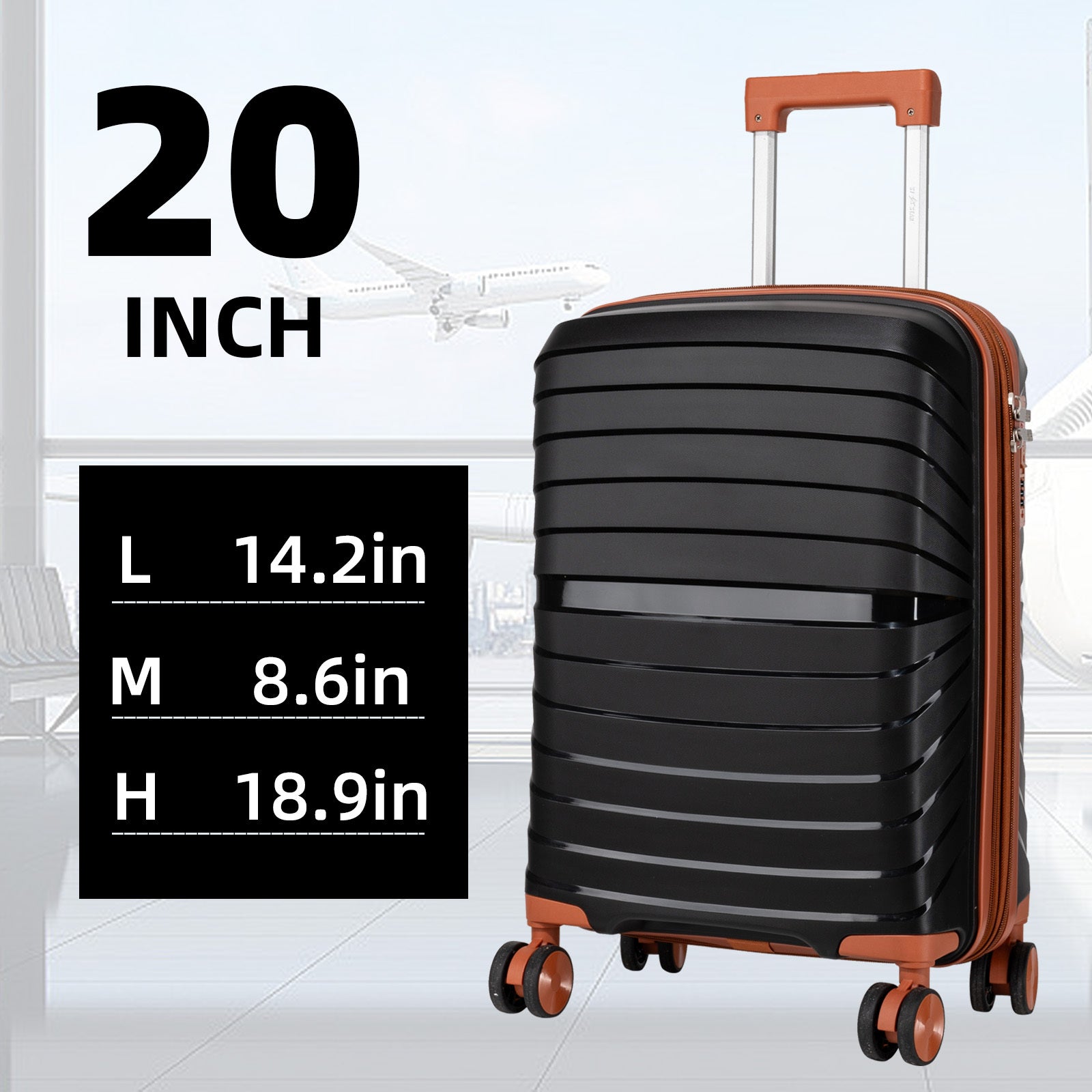 Maleta Nueva de 20 Pulgadas 100% PP | Resistente a Golpes y No Deformable | Diseño Expandible | Lista para Vuelos | Ideal para Aventuras de Viaje y un Regalo Práctico Perfecto para Amigos