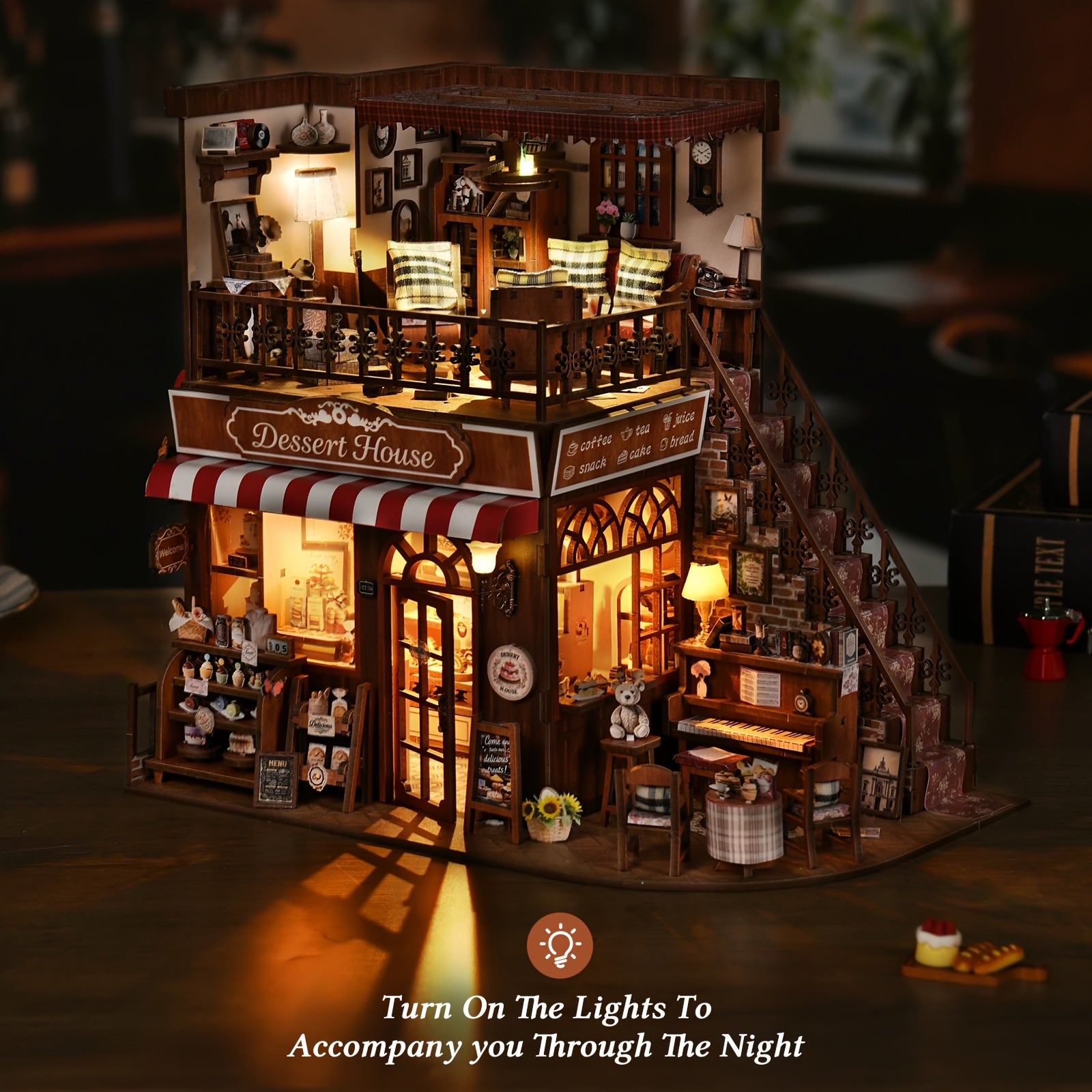 Rompecabezas 3D, Casa de Muñecas DIY, Rincón de Libros de Madera 3D, Kit de Miniatura de Rincón de Libros, Casa Adorno de Muñeca, Hecho a Mano y Ensamblado, Mini Casa, Decoración de Estantería, Regalo de San Valentín, Regalo de Halloween, Regalo de Navida