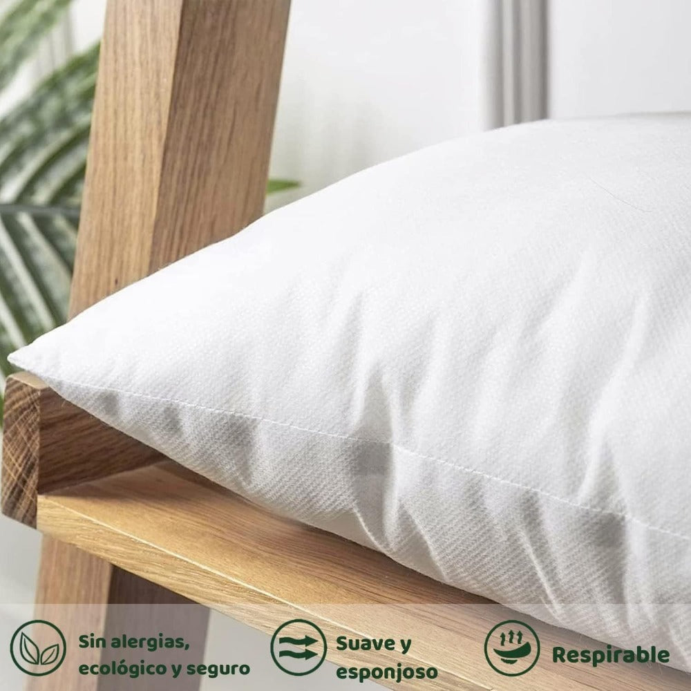 Relleno de Cojín Decorativo 45x45cm - Fibra Hueca Siliconizada (4 Unidades) para Sofá, Cama o Coche