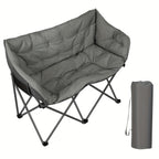Silla de camping plegable doble con almohadilla suave y espesa, silla de descanso de alta carga para patio y balcón, silla de ocio de gran carga de 220 kg, portátil, adecuada para camping en patio, camping, piscina al aire libre.