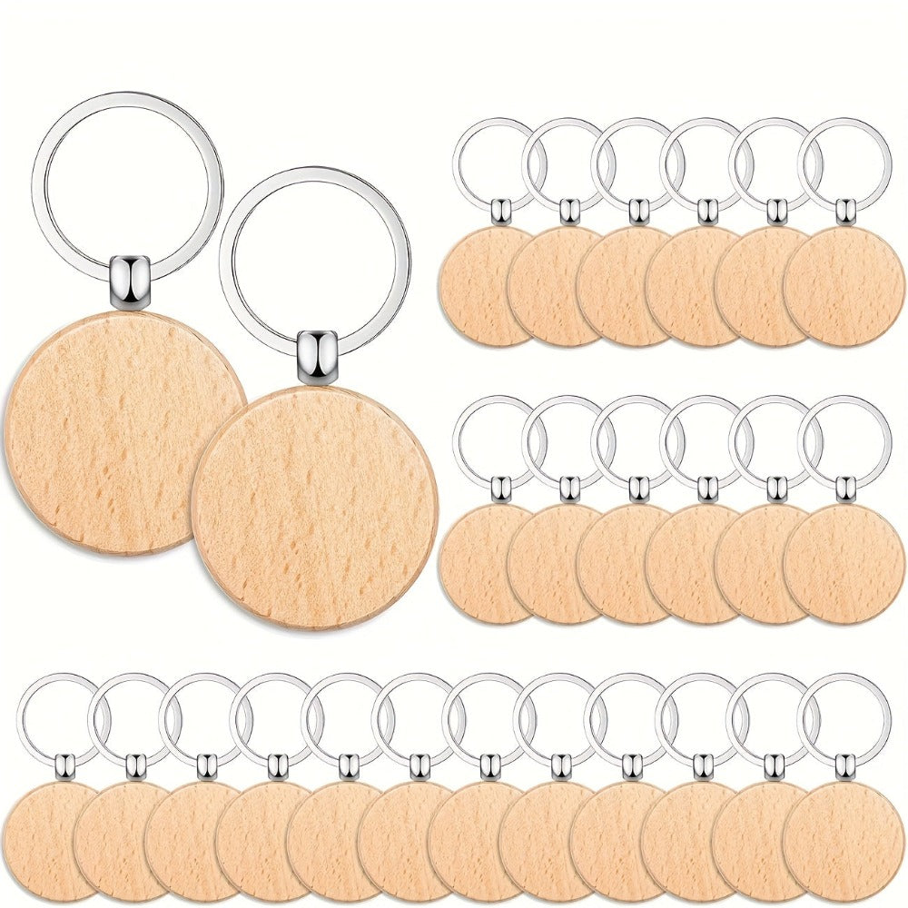 100 Llaveros de Madera Natural | Llaveros en Blanco Grabados con Anillos de Metal, Material de Madera Artesanal Color Caqui Clásico, Ideal para Regalos de Pascua, Día de San Valentín, Día de la Independencia, Carnaval, Llaveros Lindos, Diseño Fácil, Super