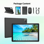 Tablets | Tableta Android 15 de 10.1 pulgadas, 12(3+9)GB RAM, 64GB ROM, con teclado, ratón, lápiz óptico y funda protectora, pantalla IPS de