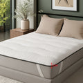 Protector de colchón lujoso - Súper cómodo, súper suave y transpirable, apto para todas las estaciones, fácil de cuidar y lavable a máquina, blanco clásico, patrón ondulado, estilo único