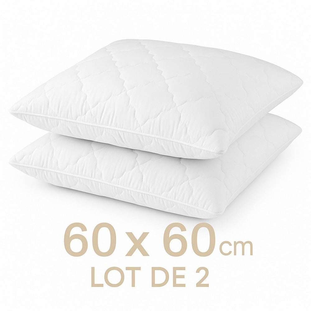 KGS Lote de 2 Cojines Cerrados 60X60Cm con Espuma Viscoelástica, Cojín Cuadrado Anti-Acaridos y Anti-Alérgico PROMOLINGE