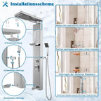 Sistema de ducha 5 en 1 para baño ducha de lluvia y masaje | acero inoxidable
