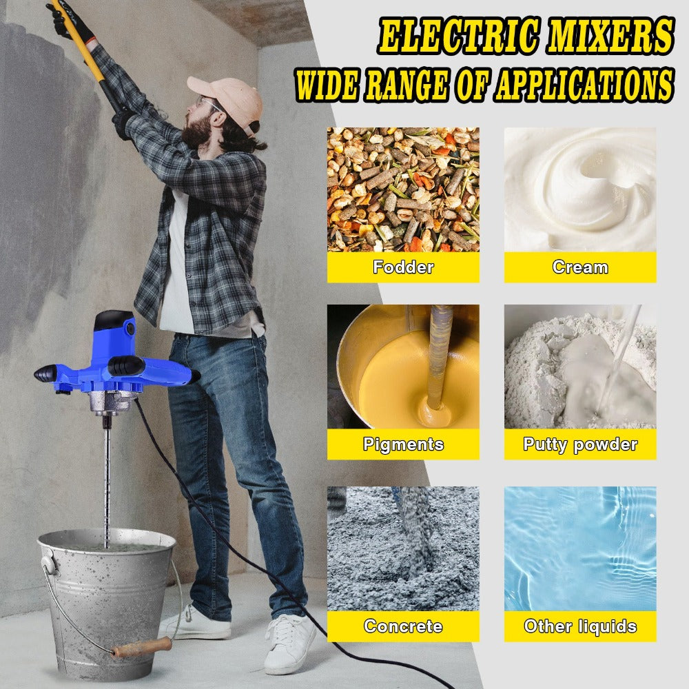 Mezclador eléctrico portátil con paleta y 6 velocidades, mezclador de yeso, mortero y pintura, herramienta eléctrica de mano con paleta para mezclar yeso/pintura/mortero/pasta adhesiva/concreto