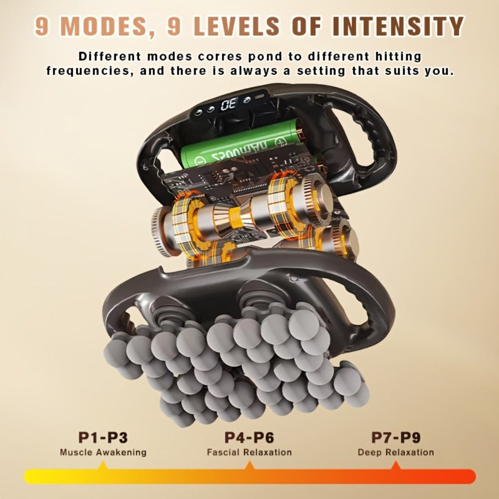 Masajeador multifuncional de 12/42 cabezales, masajeador eléctrico corporal, compresa caliente, relaja músculos, apto para cuello, hombros, espalda y piernas, 9 modos de ajuste, pistola masajeadora, apto para fitness en casa, deportes al aire libre, relaj
