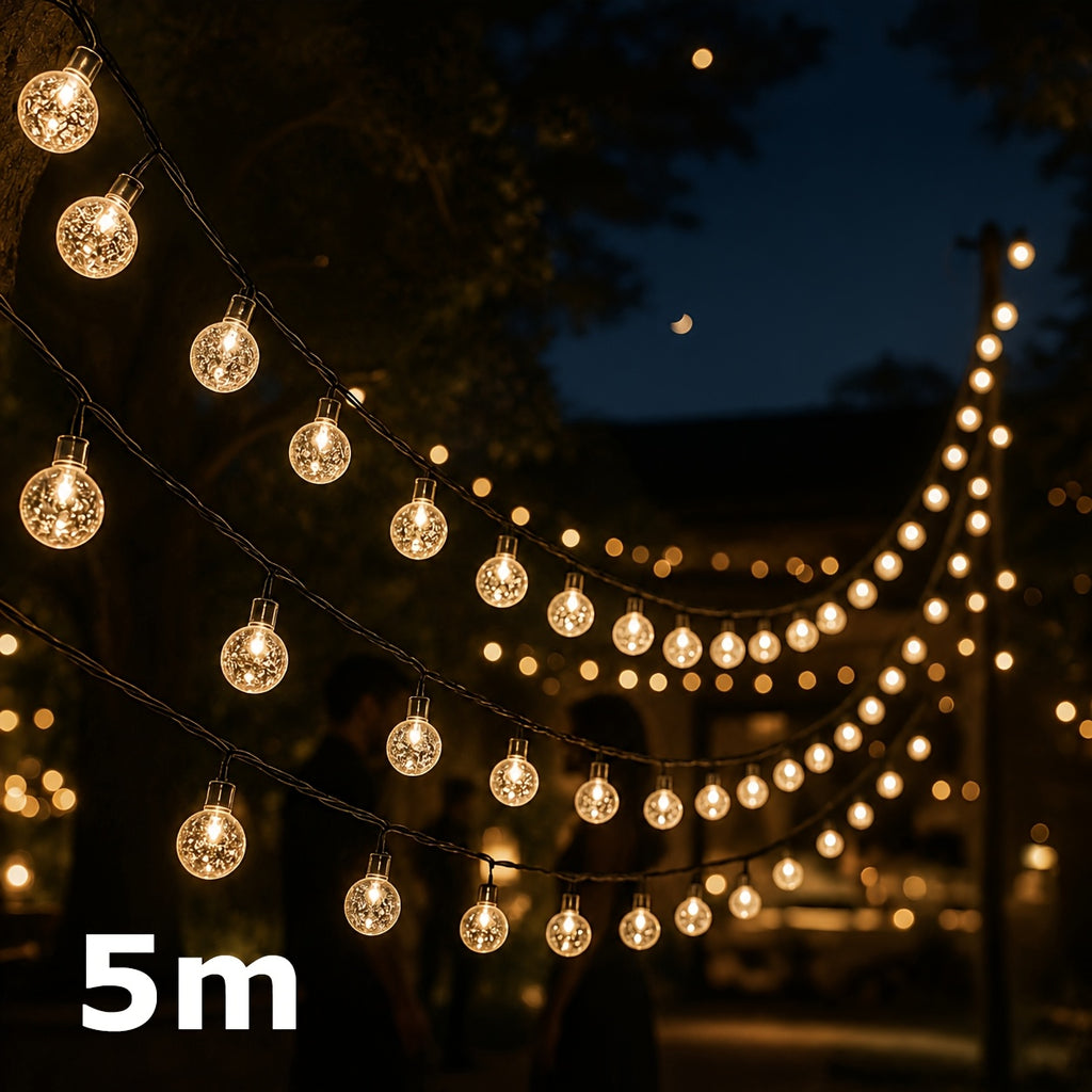 Guirnalda de luces para decoración de fiestas y exteriores | cristal