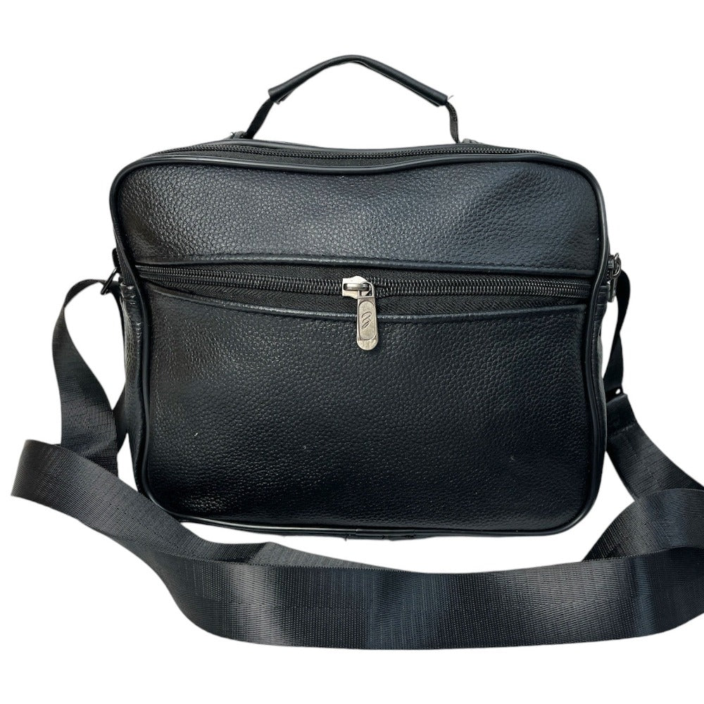 MEJORADA DL-71 Bolso de hombro de cuero genuino para hombre, bandolera horizontal de piel auténtica multibolsillo para hombre