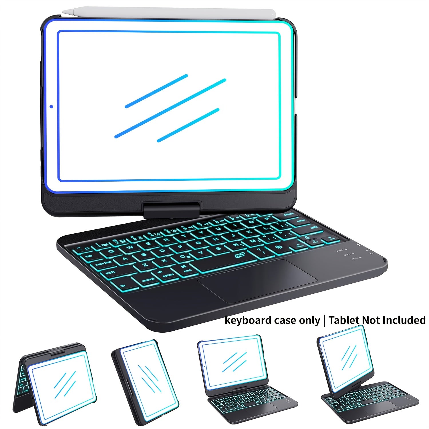 Funda con teclado giratorio para iPad para escritura, estudio y trabajo móvil