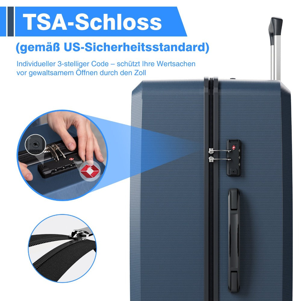 Juego de 5 piezas de equipaje, juego de viaje para trolley de negocios y viajes, cerradura TSA, ruedas de 360°