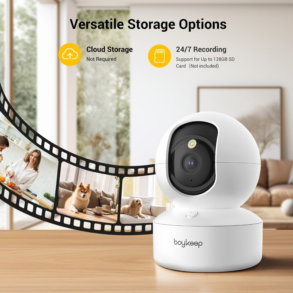 2 unidades BoyKeep Cámara Inteligente WiFi 5g/2.4ghz, Monitor de Seguridad Interior de Alta Definición, Cámara de Seguridad Especial para Mascotas, Vigilancia Panorámica 360°, Visión Nocturna, Llamadas Bidireccionales, Almacenamiento en la Nube