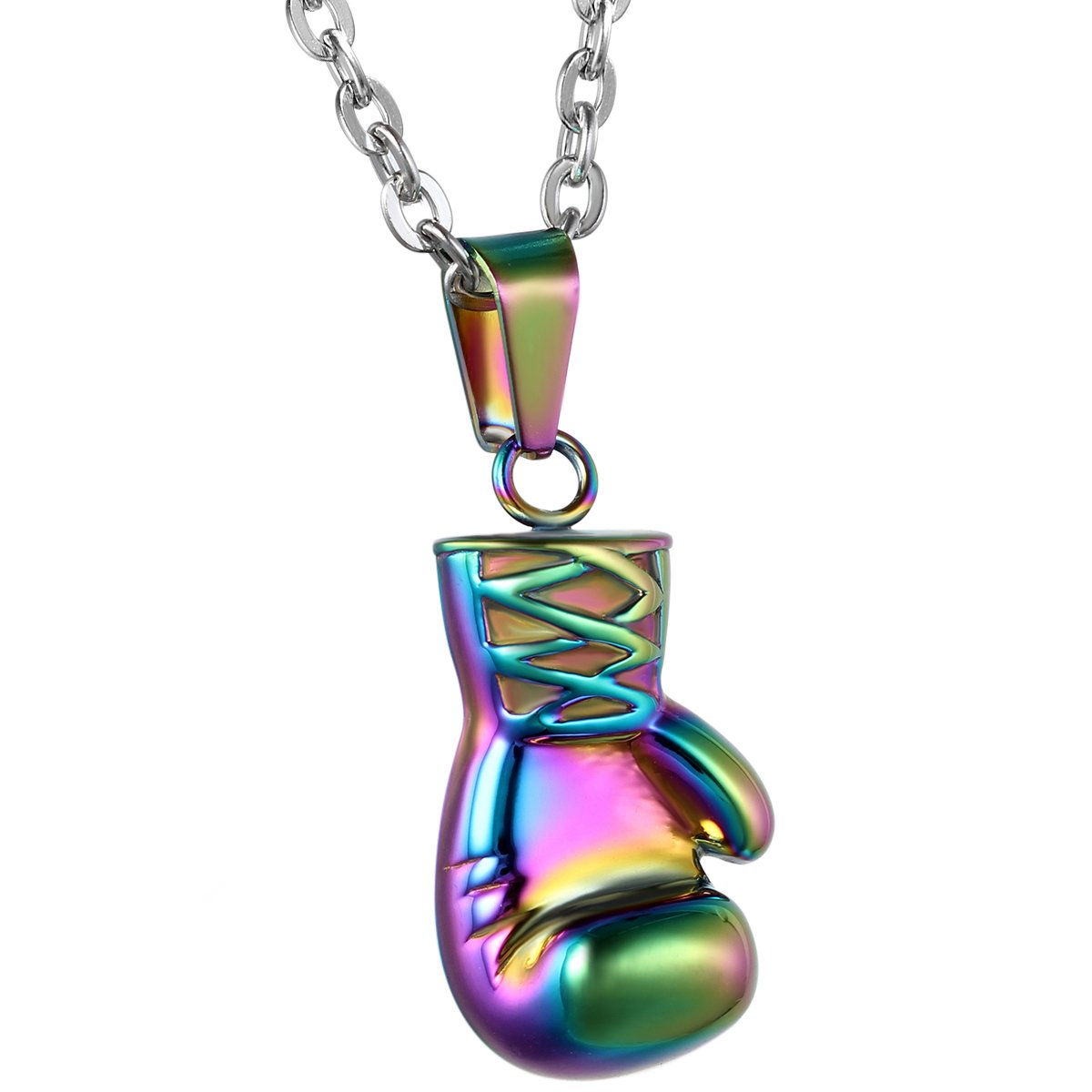 Collar con Colgante de Guante de Boxeo para Hombre: Acero Inoxidable 304 304 Estilo Punk con Cadena Plateada de 22 Pulgadas y Bolsa de Regalo de Terciopelo