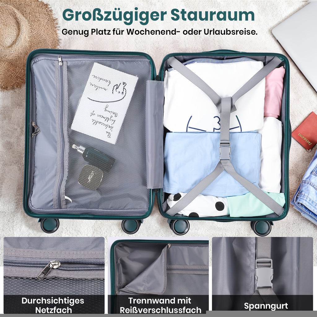 Juego de equipaje de tres piezas, que incluye una maleta de viaje con asa telescópica ajustable, una maleta rígida de ABS con cerradura TSA y ruedas blandas, una bolsa de cabina y equipaje con ruedas unisex.