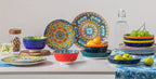 Juego de 6 platos llanos de cena SIMI estilo bohemio de porcelana, juego de platos de desayuno aptos para lavavajillas y microondas