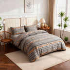 Juego de cama 4 piezas con funda elástica, (Funda de Edredón + Funda Protectora de Colchón + 1/2 Fundas de Almohada), Juego de Funda de Edredón 3-4 Piezas Estilo Nórdico de Color Sólido/Estampado, Ajustable para Camas de 90/105/135/150/180 cm, Regalo Navi
