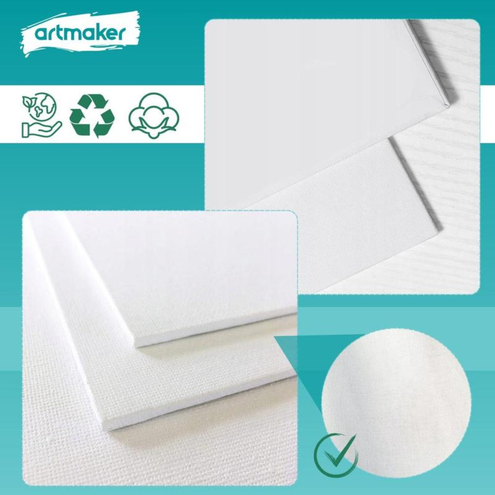 Juego de 3 paneles de lienzo artístico de 25X25 cm, 280 GSM, lijados, para pintura acrílica, al óleo, acuarela y gouache, para artistas aficionados y profesionales. Base sólida de 3 mm de grosor, lista para usar, superficie blanca lisa, ideal para estudio