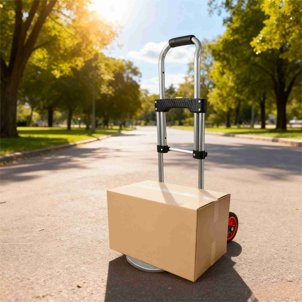 Carretilla de mano plegable, carrito de mudanzas, carretilla con área de carga antideslizante y altura de mango ajustable, carga máxima de 80 kg