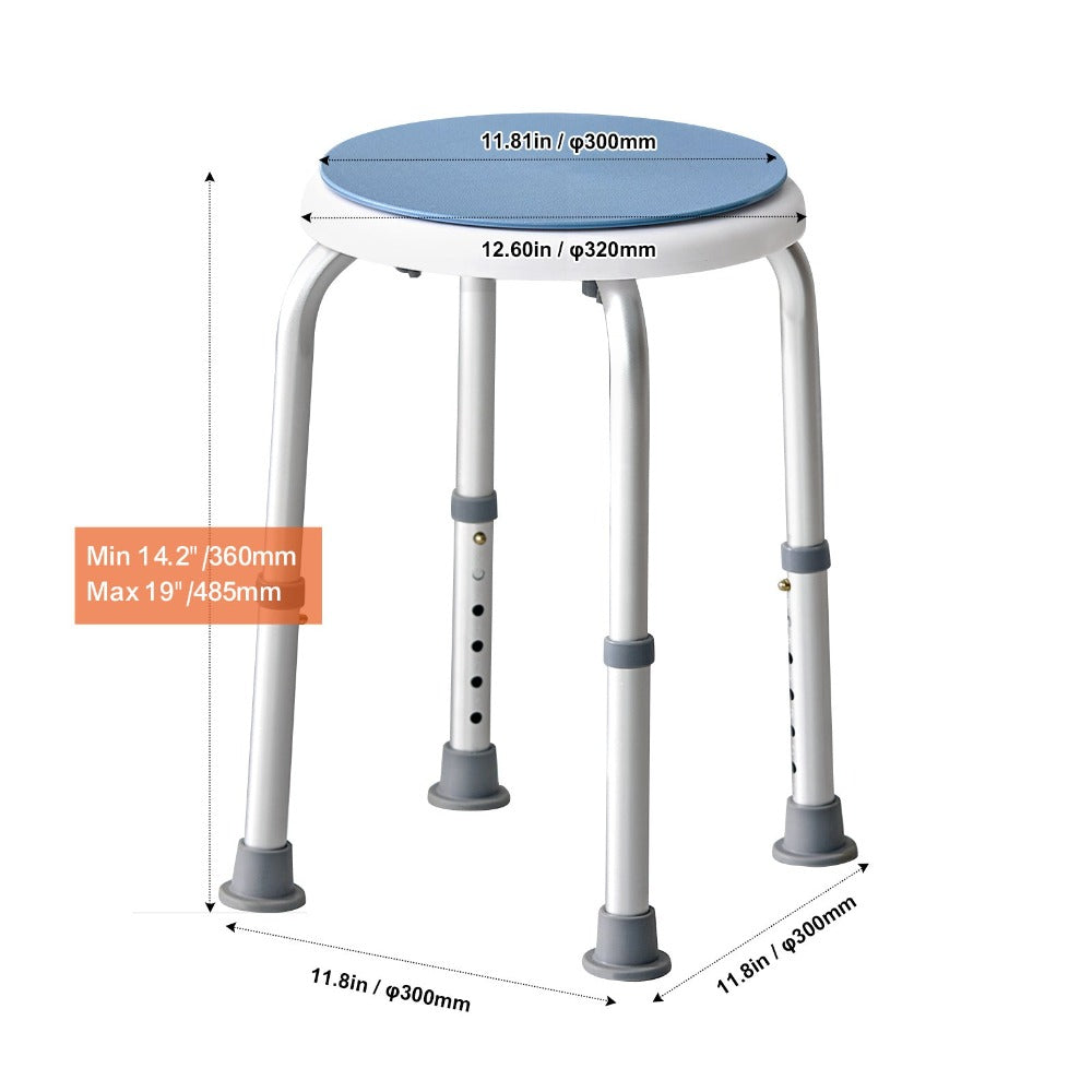 Silla de ducha VEVOR giratoria 360 grados, asiento ajustable de silla de ducha, silla de baño para ducha o bañera interior, banco antideslizante, asiento de bañera para personas mayores, discapacitados y personas con discapacidad, capacidad de 136,1 kg