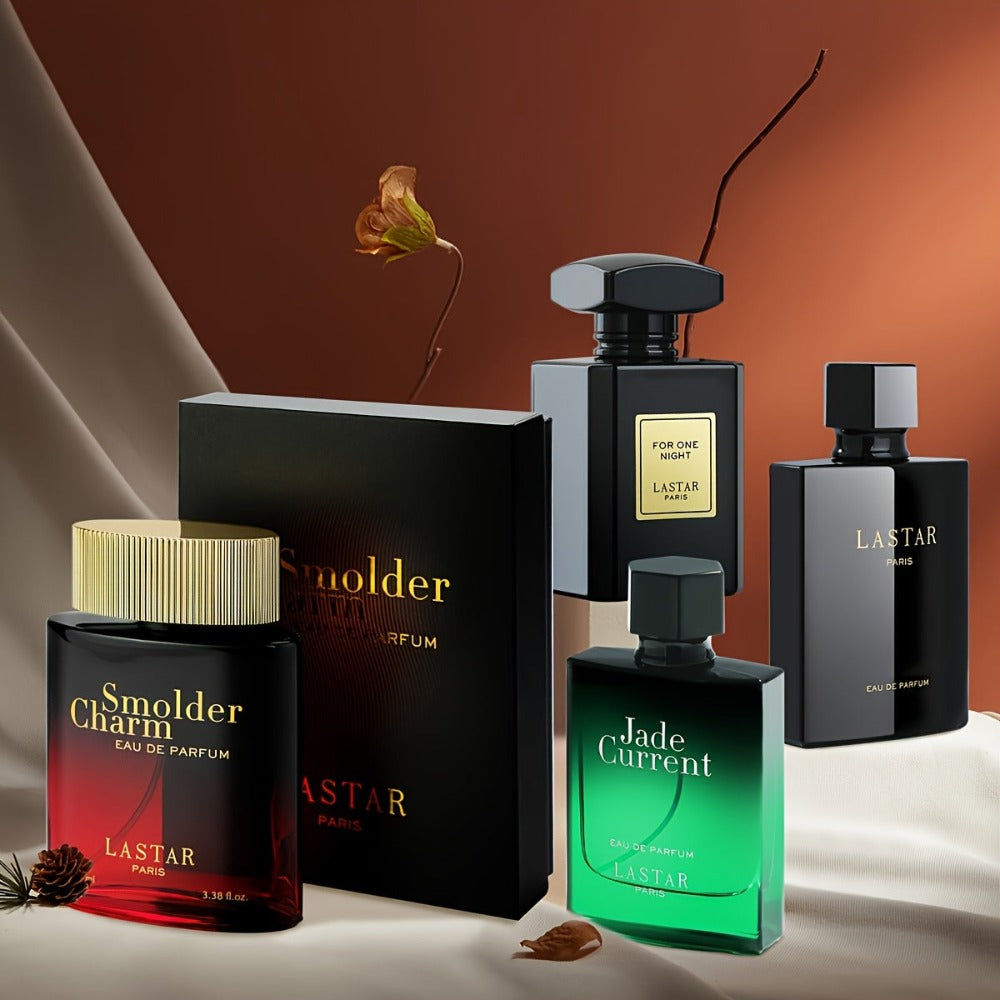 Juego de 4 botellas de perfume de gran capacidad para hombre en caja de regalo, agua de colonia para hombre, perfume de colonia para hombre, almizcle clásico, madera de ámbar, vainilla, café, fragancia duradera, apto para múltiples ocasiones, empaque en c