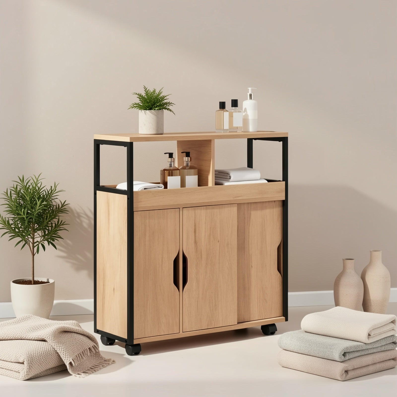 Carrito estrecho de almacenamiento con ruedas para espacios pequeños cocina y baño | 20 cm y con Ruedas