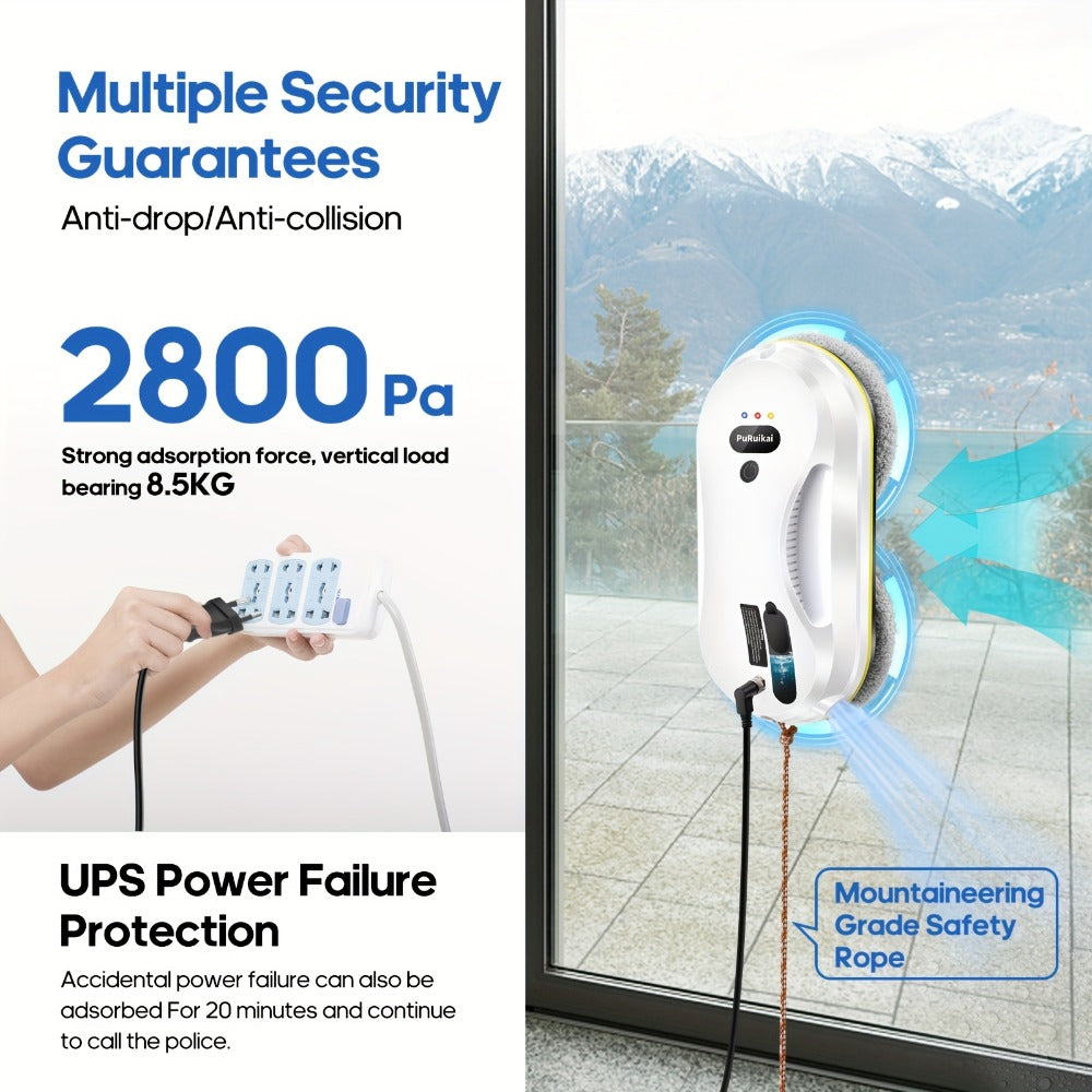 Robot limpiador de ventanas inteligente PuRuiKai 09, limpiador de cristales eléctrico totalmente automático, botella rociadora con control remoto para el hogar con 10 paños de limpieza, nuevo producto de Navidad