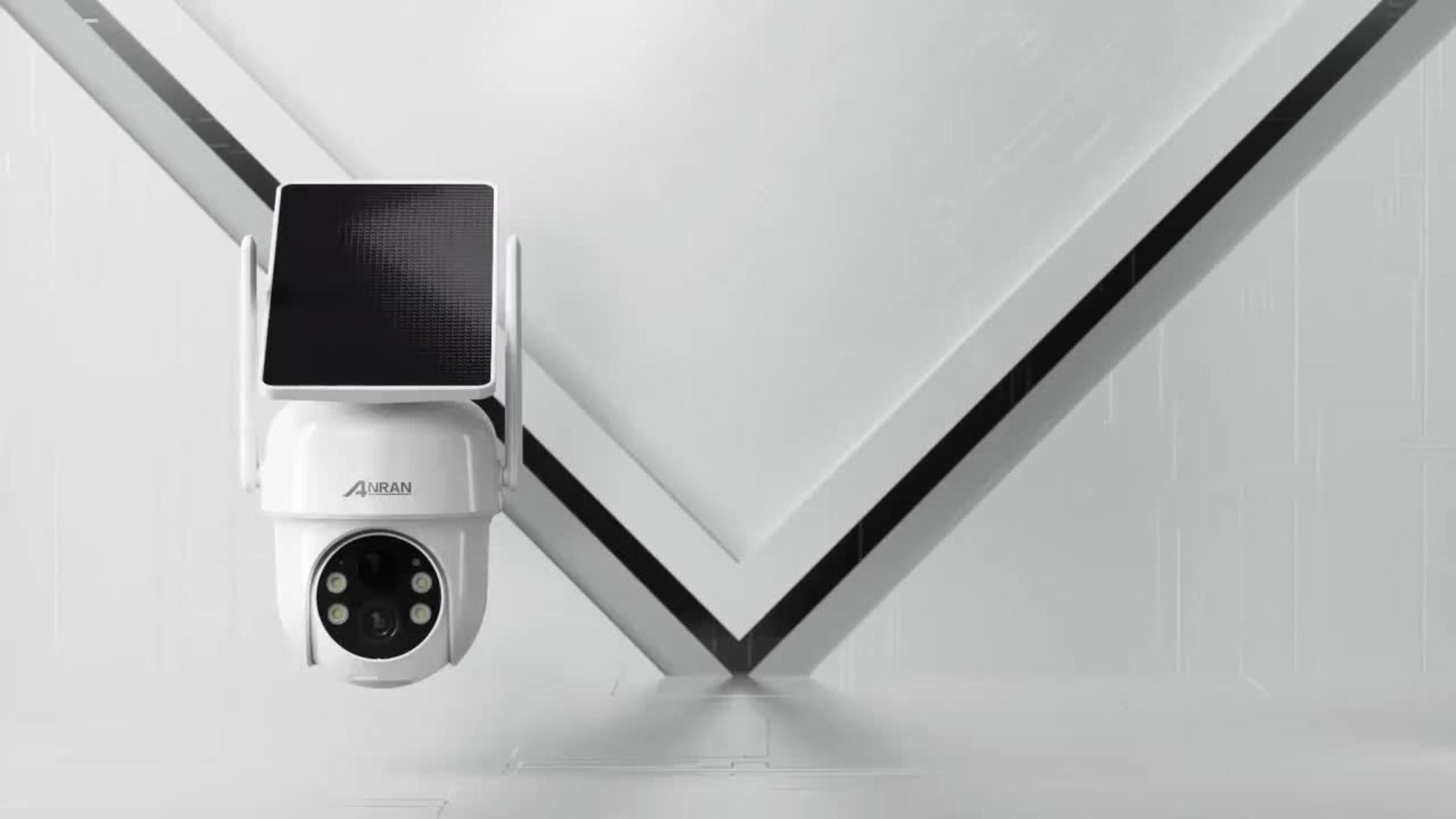 Cámaras Exteriores Inalámbricas ANRAN 3MP con Panel Solar Autónomo, Foco para Iluminación en Condiciones de Oscuridad, Movimiento Panorámico de 355° y Función de Inclinación de 90° para Vigilancia Ajustable, Sistema de Detección de Humanos PIR para Detecc