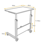 Mesa auxiliar con ruedas 60X40 cm Mesa para portátil Mesa Auxiliar de Altura Ajustable para Dormitorio Mesita de Noche Móvil Diseño Compacto que Ahorra Espacio