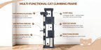 Fobyfurny Árbol para Gatos, Torre de 178cm para Gatos de Interior, Marco de Escalada para Gatos de Múltiples Niveles con Postes Rascadores, Tabla Rascadora, 2 Condominios Cómodos, 2 Perchas, Pompones, Lugar de Descanso
